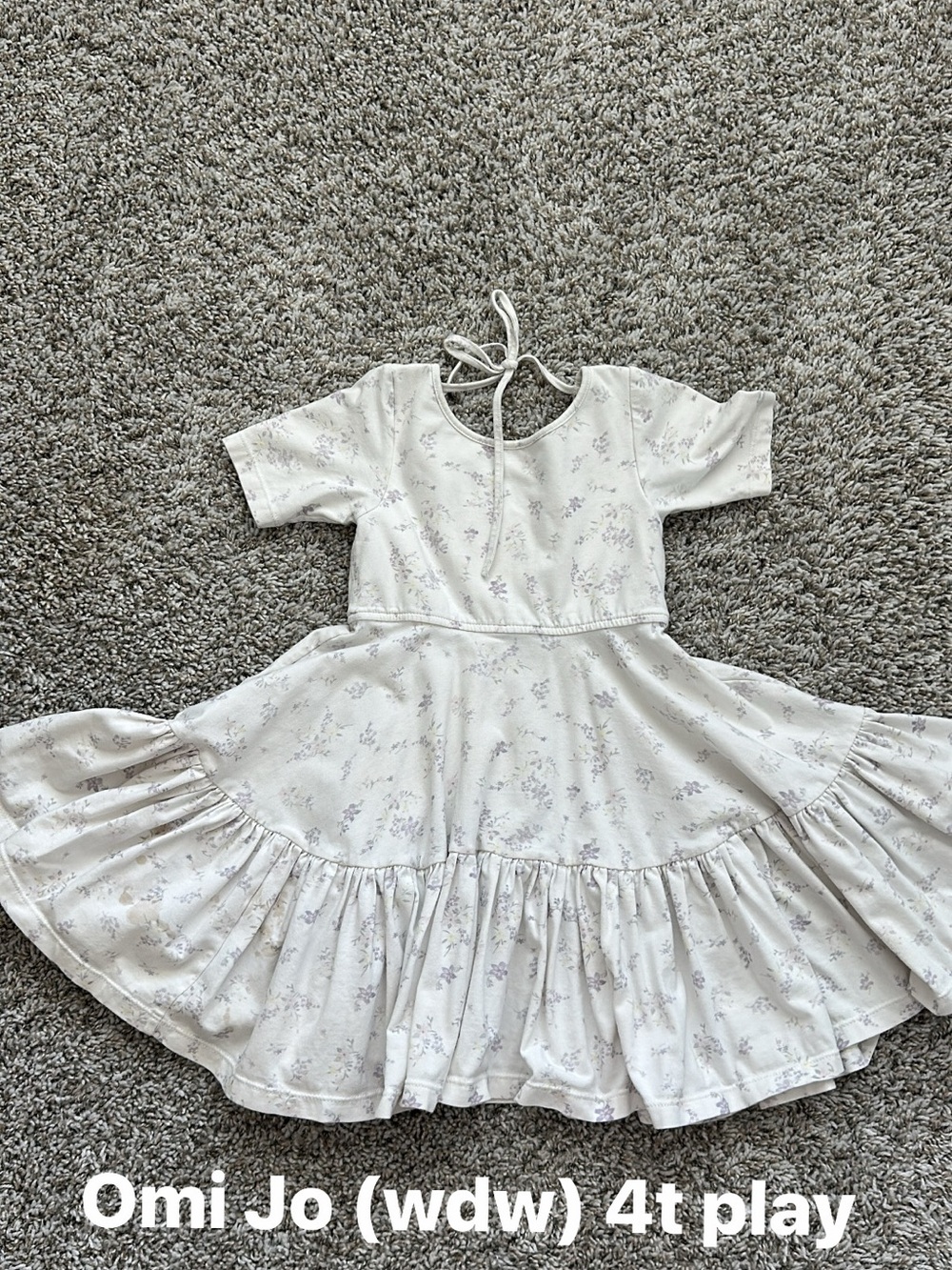 Well Dressed Wolf Girls White Dress with Light Lavender Floral Print